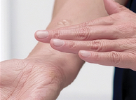 Applying gel to arm