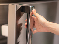 Hand opening refrigerator door